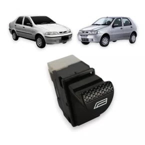 Botão Interruptor Vidro Elétrico Palio Siena Strada Fire 2001 a 2003 Simples Lado Esquerdo Fundo Branco 
