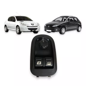 Botão Interruptor Vidro Elétrico Peugeot 206 207 Duplo Com Retrovisor Elet. Lado Esquerdo