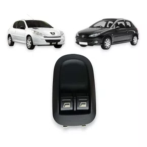 Botão Interruptor Vidro Elétrico Peugeot 206 207 Duplo Lado Esquerdo Fundo Preto