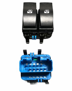 Botão Interruptor Vidro Elétrico Sandero Logan Duster Fluence Megane Duplo Fundo Azul