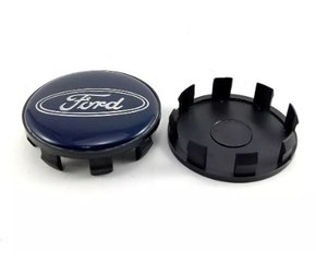 Calotinha Centro Tampa Roda Linha Ford 55mm Preta Com Emblema Resinado Azul 1 Unidade