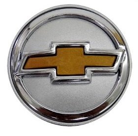 Calotinha Centro Tampa Roda Linha GM 51mm Prata Com Emblema Relevo Dourado 1 Unidade