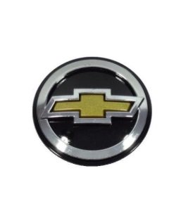 Calotinha Centro Tampa Roda Linha GM 51mm Preta Com Emblema Relevo Dourado 1 Unidade
