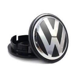 Calotinha Centro Tampa Roda Linha Volkswagen 51mm Preta Com Emblema 1 Unidade