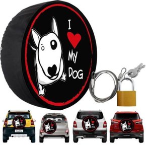 Capa Pneu Roda Estepe Universal com Cadeado Anti Furto Aro 14 a 16 - I Love My Dog CARRHEL
