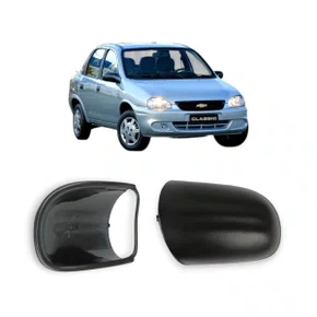 Capa Retrovisor Externo Corsa Wind Sedan Classic Wagon Pickup 1997 a 2016 Preto Esquerdo Motorista