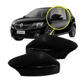 Capa Retrovisor Externo Sandero Logan 2014 a 2024 Preto Com Furo Pisca Lado Esquerdo Motorista