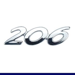 Emblema 206 Cromado Linha Peugeot 