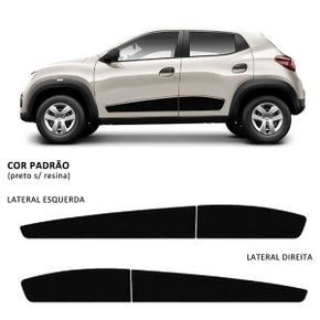 Faixa Lateral Porta Decorativa Kwid 2017 a 2022 Preto Sem Resina