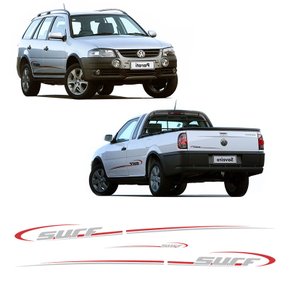 Faixa Lateral Porta Saveiro G4 Surf 2006 a 2012 Prata e Vermelho