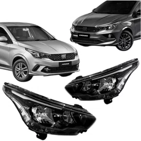 Farol Argo Cronos 2017 ate 2024 Mas. Negra sem Led Esquerdo Motorista