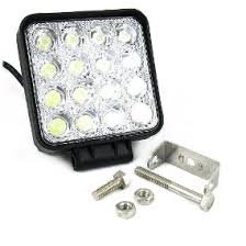 Farol Auxiliar Milha Auxiliar Led Quadrado 12/24v 48W 16 Leds 6000k 