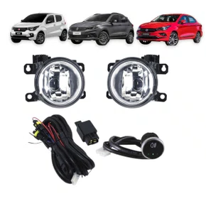 Kit Farol Auxiliar Milha Mobi Argo Cronos 2016 a 2022  Kit Completo