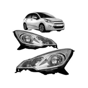 Farol Citroen C3 2013 a 2020 Máscara Cromada Lado Direito Caroneiro Manual