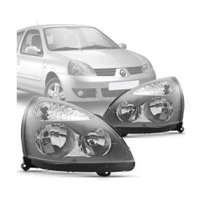 Farol Clio 2003 a 2012 Máscara Cinza Esquerdo Motorista