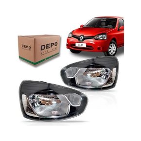 Farol Clio 2013 a 2016 Mascara Negra Foco Simples Lado Direito Caroneiro