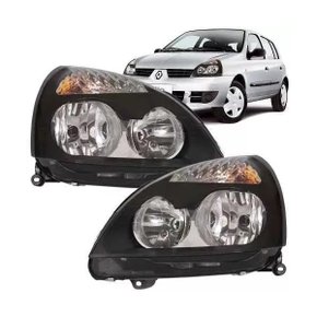 Farol Clio Hatch Sedan 2003 a 2012 Máscara Negra Direito Caroneiro