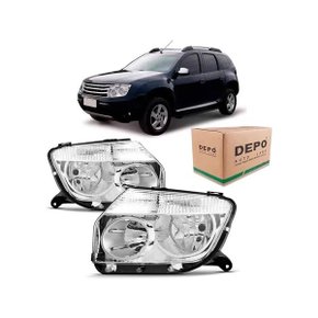 Farol Duster 2012 a 2015 Máscara Cromada Esquerdo Motorista DEPO