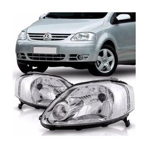 Farol Fox 2004 a 2009 Máscara Cromada Esquerdo Motorista