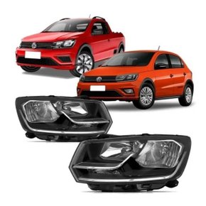 Farol Gol Voyage G8 2018 a 2022 Saveiro G7 G8 2017 a 2022 Mascara Cromada Foco Duplo Lado Esquerdo ARTEB