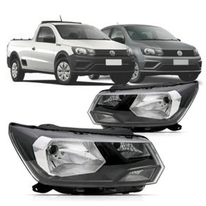 Farol Gol Voyage G8 2018 a 2022 Saveiro G7 G8 2017 a 2022 Mascara Negra Foco Simples Friso Preto Lado Esquerdo Motorista