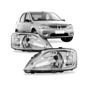 Farol Logan 2007 a 2010 Máscara Cromada Direito