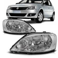 Farol Logan 2011 a 2013 Mascara Cromada Lado Esquerdo Motorista
