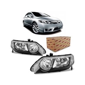 Farol New Civic 2006 a 2011 Máscara Negra Esquerdo