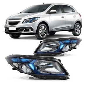 Farol Onix 2012 a 2019 Prisma 2012 a 2016 Máscara Negra Azul Direito Caroneiro