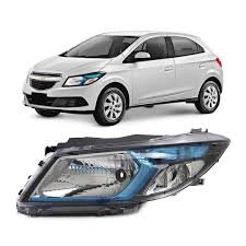 Farol Onix Prisma 2013 a 2019 Mascara Azul Foco Simples Lado Esquerdo Motorista