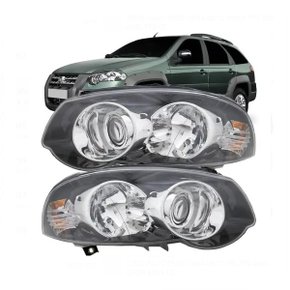 Farol Palio Siena Strada Weekend 2008 a 2020 Foco Duplo Negro Com Aro Cromado Esquerda