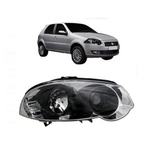 Farol Palio Siena Strada Weekend 2008 a 2020 Máscara Cromada Aro Preto Direito