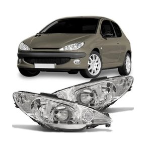Farol Peugeot 206 2004 a 2008 Cromado Foco Duplo Esquerdo Motorista