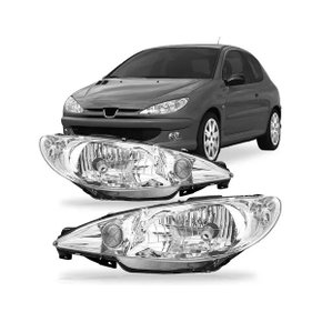 Farol Peugeot 206 2004 a 2009 Foco Simples Liso Esquerdo