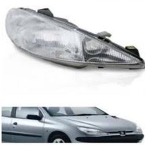 Farol Peugeot 206 98 a 03 Foco Simples Cromado Direito
