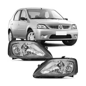 Farol Logan 07 a 10 Mascara Cinza Esquerdo