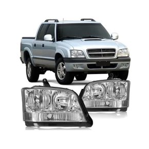 Farol S10 Blazer 2001 a 2011 Mascara Cromado Foco Duplo Pisca Cristal Lado Esquerdo 