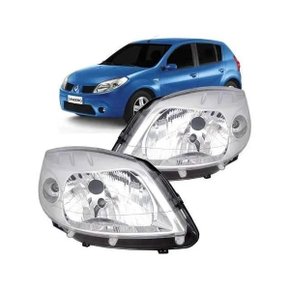 Farol Sandero 2008 a 2011 Máscara Cromada Esquerdo