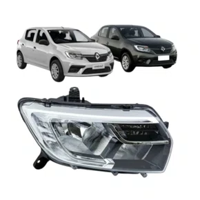 Farol Sandero Logan 2020 a 2024 Mas. Negra com Led  Direito Caroneiro
