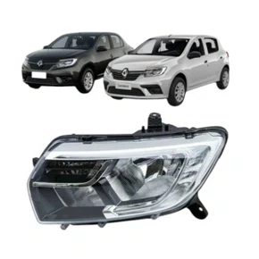 Farol Sandero Logan 2020 a 2024 Mas. Negra com Led  Esquerdo Motorista