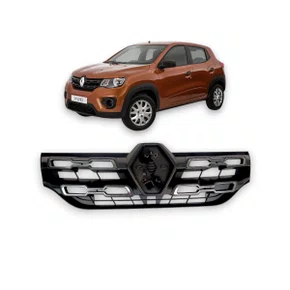 Grade Central Kwid 2017 Até 2022 Preto Com Friso Cromado