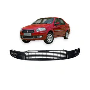 Grade Dianteira Parachoque Palio Siena 2008 a 2011 Preto Moldura Cromada Central