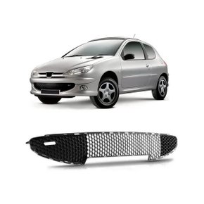Grade Dianteira Parachoque Peugeot 206 2005 a 2010 Central Preto 