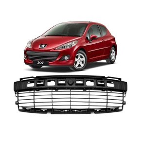 Grade Dianteira Parachoque Peugeot 207 2009 a 2015 Preto 
