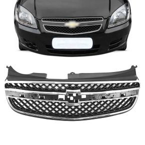 Grade Dianteira Radiador Celta Prisma 2011 a 2013 Preto Com Friso Cromado