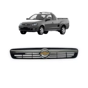 Grade Dianteira Radiador Corsa Montana 2003 a 2012 Preto Com Friso Cromado 