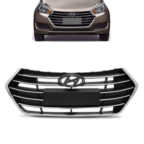Grade Dianteira Radiador HB20 Sedan 2016 a 2019 Preto Com Friso Cromado