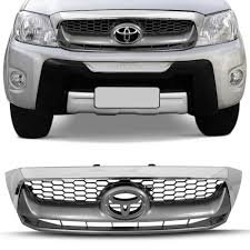 Grade Dianteira Radiador Hilux SRV 2009 a 2011 Cinza Friso Cromado
