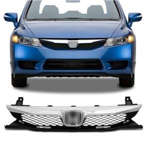 Grade Dianteira Radiador Honda Civic 2009 a 2011 Preto Com Moldura Cromado e Emblema