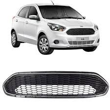 Grade Dianteira Radiador Ka Novo 2014 a 2018 Modelo Colmeia Preto com Aro Cromado